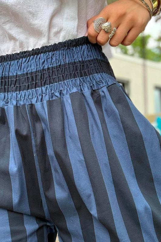 Bloc Stripe Wide Leg Pant Ink & Navy
